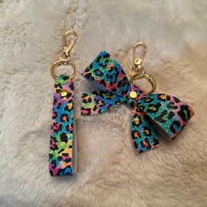 Leather Bow Charm, Flair, Keychain Set